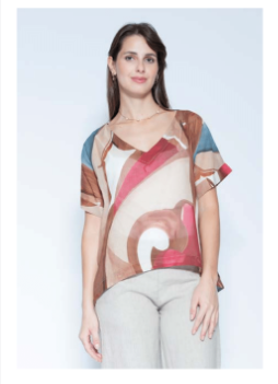 BLUEBERRY ITALIA LINEN PRINTED TOP | STYLE 26232-D