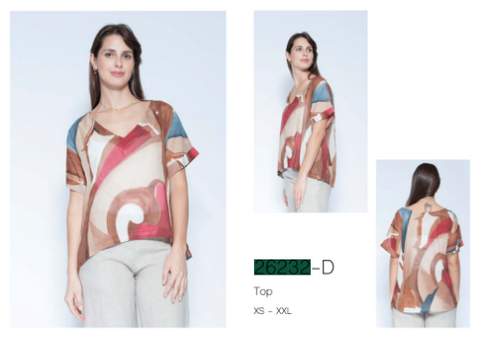 BLUEBERRY ITALIA LINEN PRINTED TOP | STYLE 26232-D
