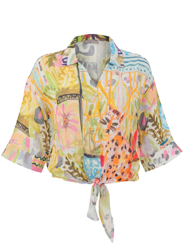 26851 Dolcezza Relaxed Fit Tie-Front Summer Top
