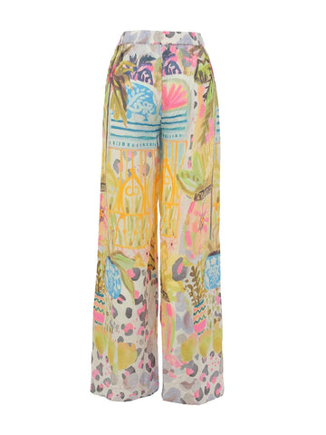 26852 Dolcezza Tropical Print Wide Led Pants