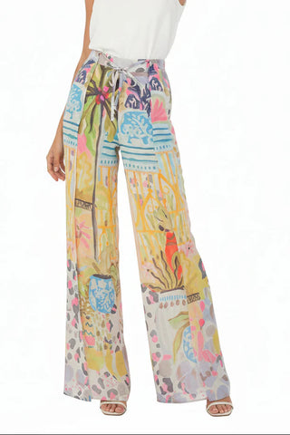 26852 Dolcezza Tropical Print Wide Led Pants
