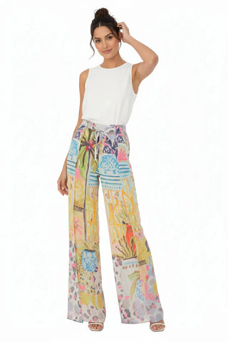 26852 Dolcezza Tropical Print Wide Led Pants