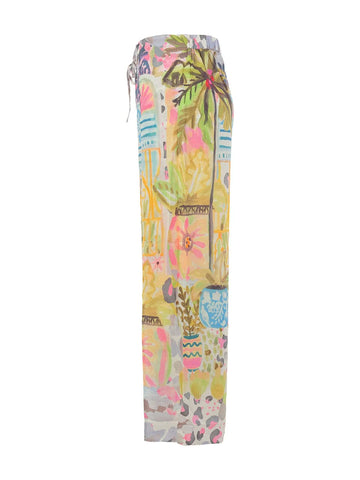26852 Dolcezza Tropical Print Wide Led Pants