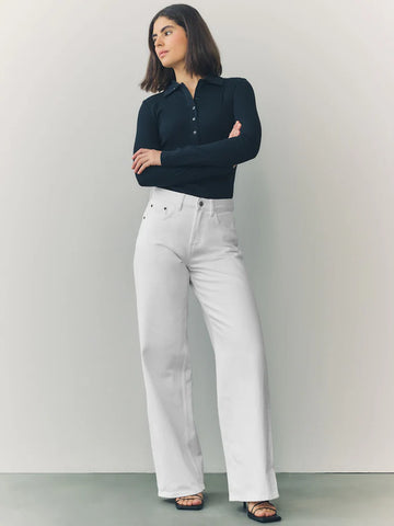 White Wide Tia Leg Denim Jeans | STYLE WS445148