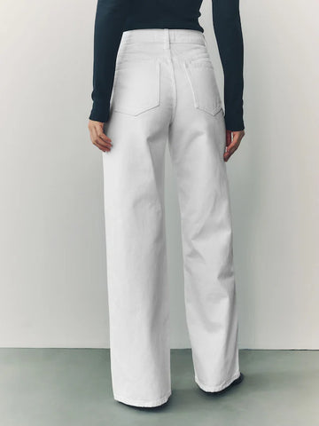 White Wide Tia Leg Denim Jeans | STYLE WS445148