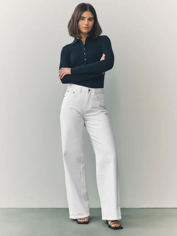 White Wide Tia Leg Denim Jeans | STYLE WS445148