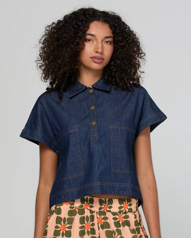 BOOM SHANKAR Fumiko Top - Dark Denim | SS26TP99