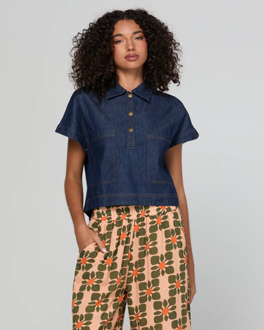 BOOM SHANKAR Fumiko Top - Dark Denim | SS26TP99