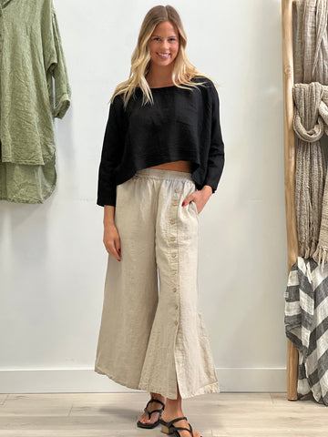 Bruna Button Wide Legged | Linen Pants