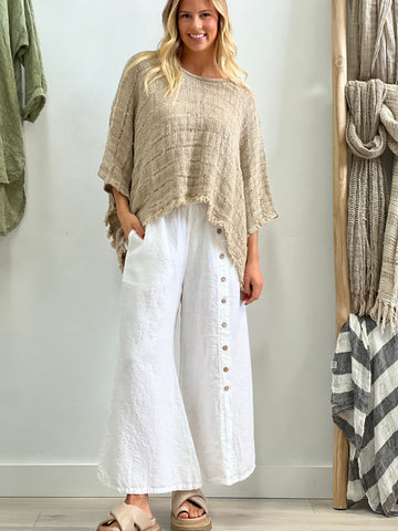 Bruna Button Wide Legged | Linen Pants