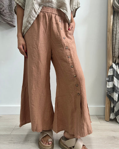 Bruna Button Wide Legged | Linen Pants