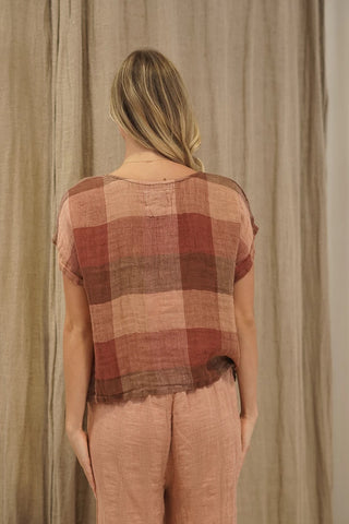 Rustic Linen Carina Box Top Cameo Brown Check | STYLE BT0305