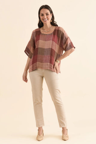 rustic linen Barbara Brown Check Linen Top