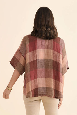 rustic linen Barbara Brown Check Linen Top