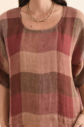 rustic linen Barbara Brown Check Linen Top