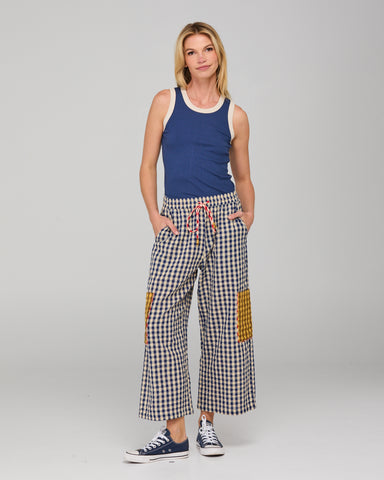 BOOM SHANKAR Evelina Pant- Navy Seersucker Style W26LP66