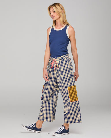 BOOM SHANKAR Evelina Pant- Navy Seersucker Style W26LP66