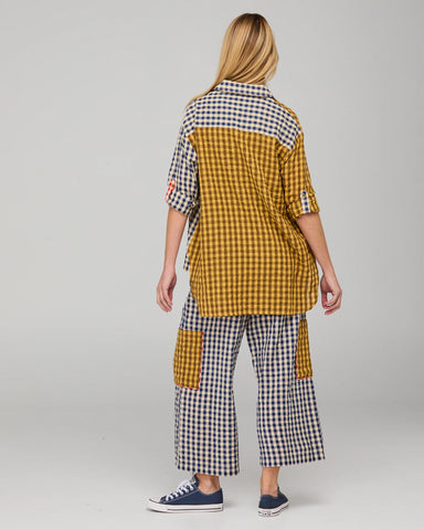 Boom Shankar Gillie Shirt - Navy Spliced Seersucker