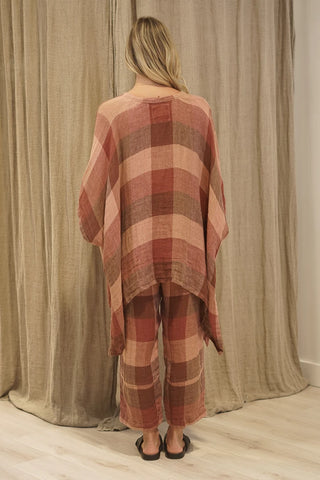 Rustic Linen Carmen Cardigan Cameo Brown Check | Style CAR305