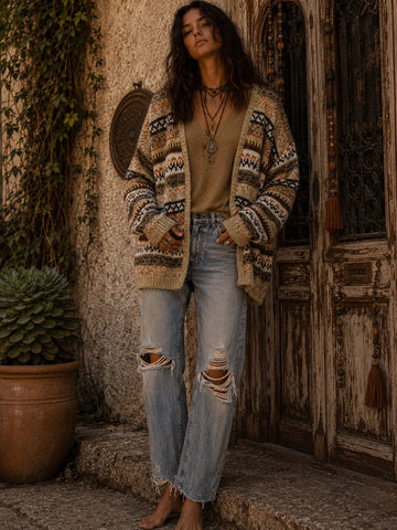 CIENNA Quinn Cardi in Mix Brown