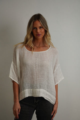 RUSTIC linen Francesca Pintucked Top