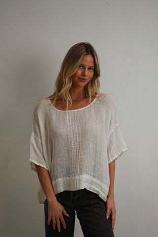 RUSTIC linen Francesca Pintucked Top