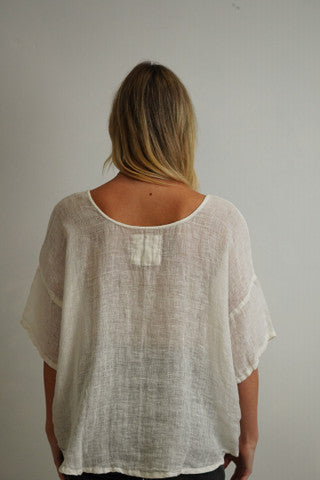 RUSTIC linen Francesca Pintucked Top