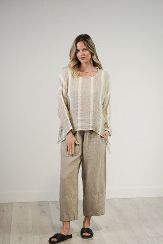 RUSTIC linen Valentina Top Natural White w Gold Strand- VAL880
