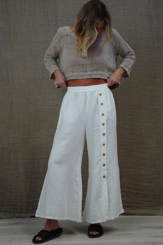 Bruna Button Wide Legged | Linen Pants