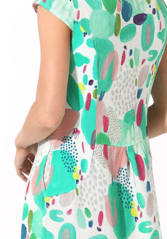 Elizabeth Scott 100% Linen Abstract Print Dress ES-DR-273