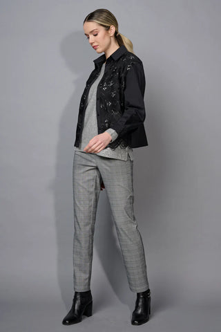 PICADILLY Plaid Bengaline Piping Detailed Straight-Leg Full-Length Pants - STYLE FM030EO