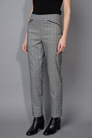 PICADILLY Plaid Bengaline Piping Detailed Straight-Leg Full-Length Pants - STYLE FM030EO