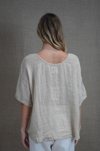RUSTIC linen Francesca Pintucked Top