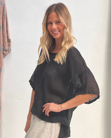 RUSTIC linen Francesca Pintucked Top