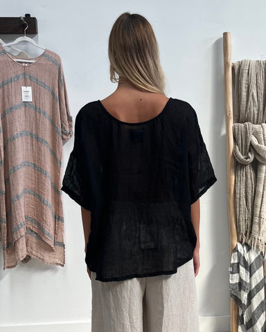 RUSTIC linen Francesca Pintucked Top