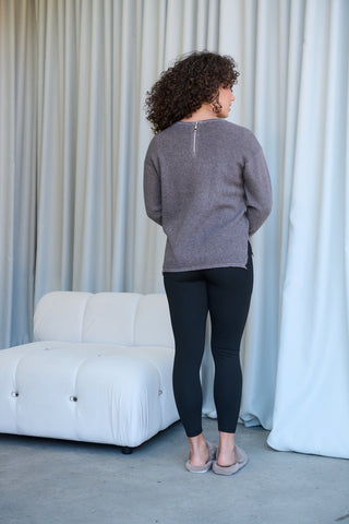 GELATU Rolled Edge Knit with Back Zip in Shadow - GT38