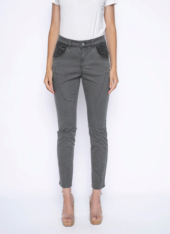 PICADILLY Lace Trim Regular Length Cuffed Pants- Style G6048