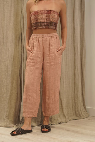 Rustic Linen Tami Pants Cameo Brown Combo | Style LPA306
