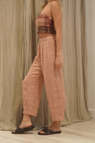 Rustic Linen Tami Pants Cameo Brown Combo | Style LPA306