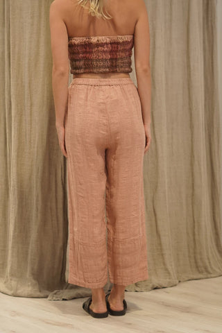 Rustic Linen Tami Pants Cameo Brown Combo | Style LPA306