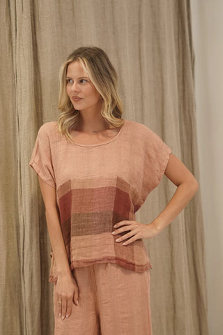 Rustic Linen Milia Box Top Cameo Brown Check/Combo | Style MIL306