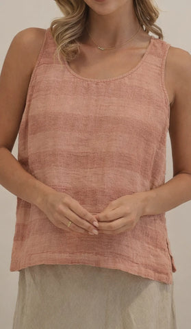 Rustic Linen Mirabella Sleeveless Top Cameo Brown Combo | Style MIR306
