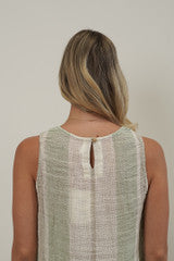 RUSTIC linen Mirabella Top Reseda Stripey