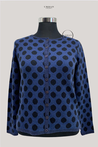 Mansted Denmark Sne Spot & Dot Cardigan in Navy