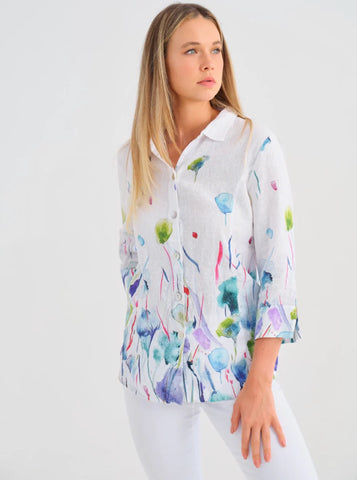 Dolcezza 'Misty Blossom' Linen Blouse - Style 25781
