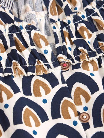 White Stuff Blue Ariel Mix Print Top - Style WS443458
