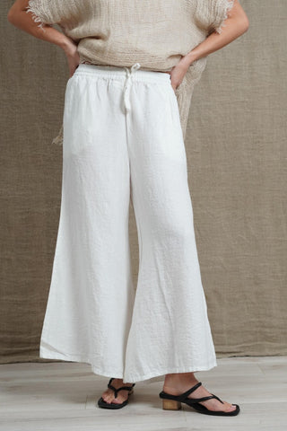 Rustic linen  Alessa Wide Leg Pants White