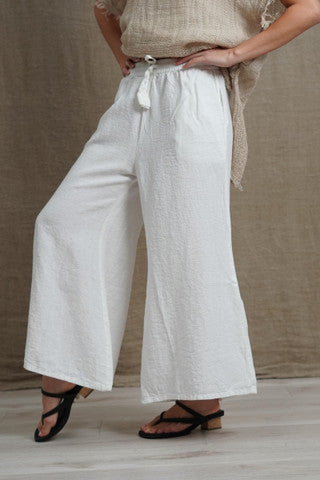 Rustic linen  Alessa Wide Leg Pants White