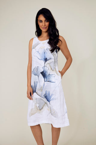 Dolcezza 'Indigo Melody' Linen Sleeveless Dress - Style 25792