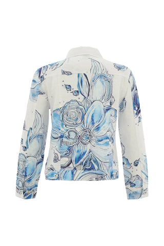 26657 Dolcezza  Blue Floral Linen Jacket